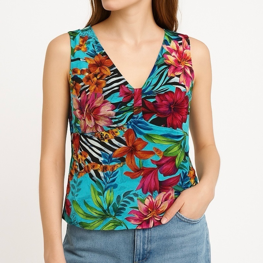 Conrad C Sleeveless Tank Empire Botanical Floral Animal Graphic Multicoloured M